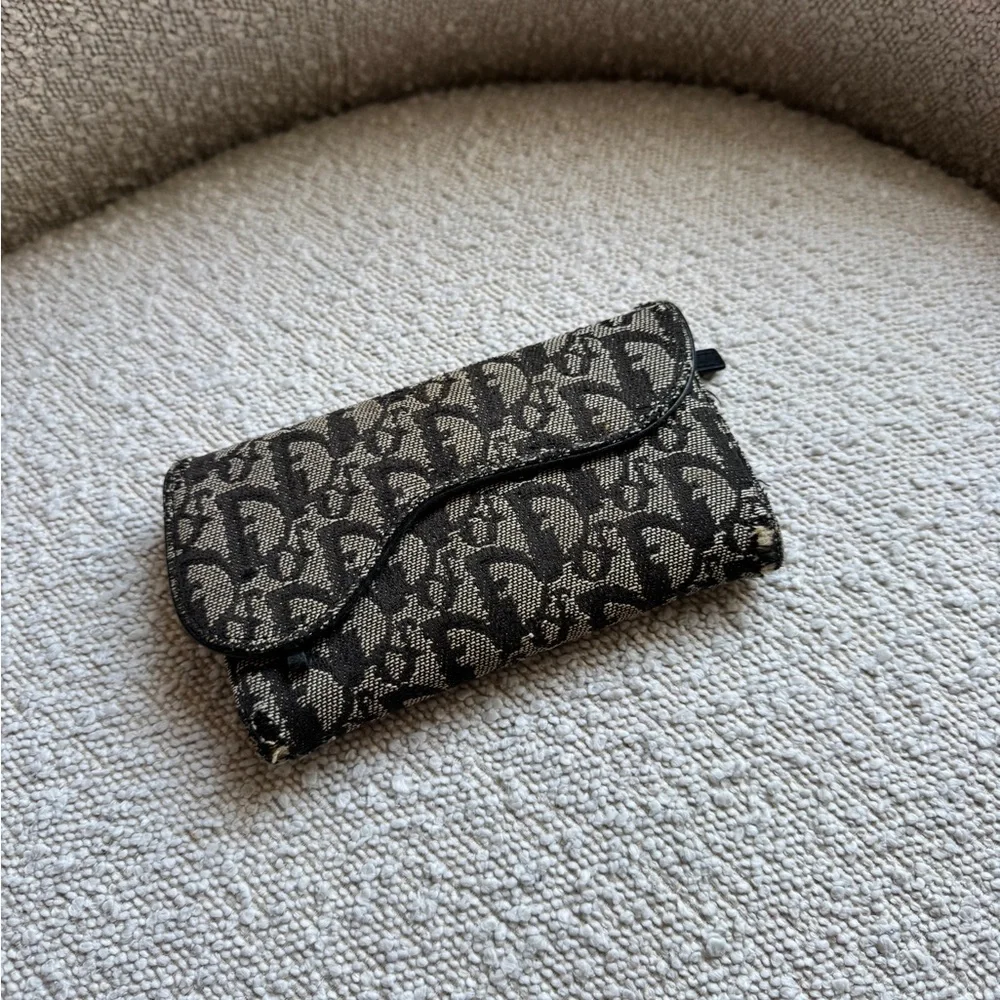 Dior Black and Cream Patterned Wallet